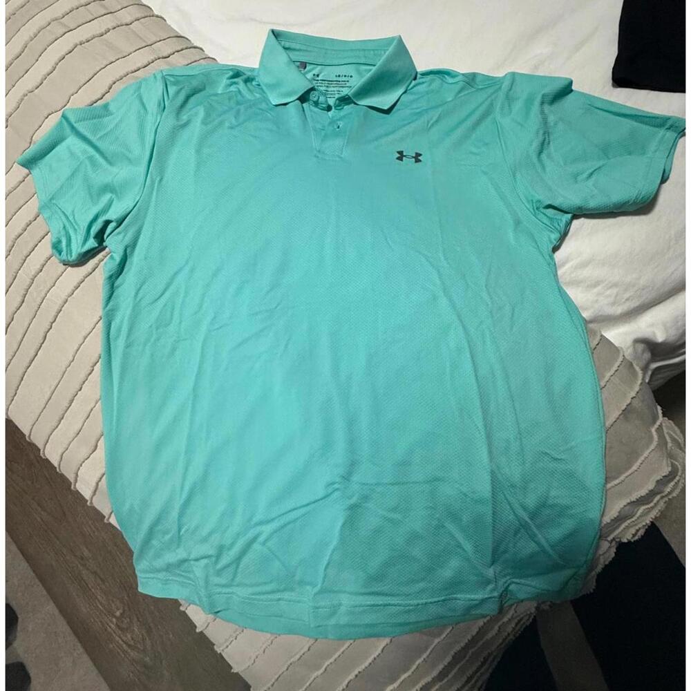 Under Armour Men's Polo Shirt Aqua Blue Size Large